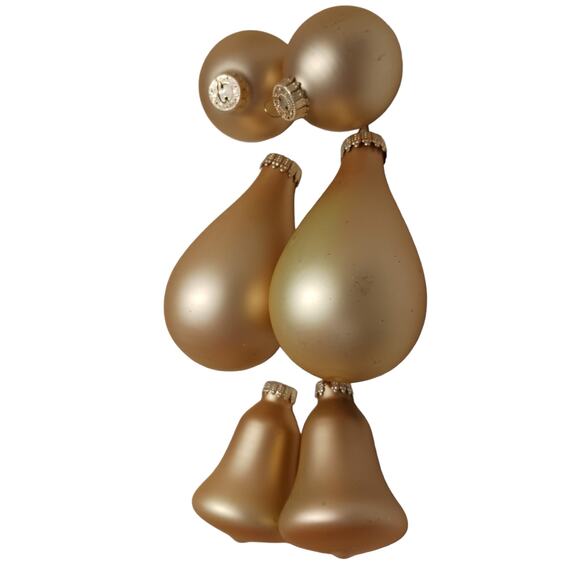 Vintage Gold Christmas Ornaments Set Bells Trees Pear Teardrop Glitter 8 Pc - Picture 13 of 15